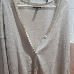 Eileen Fisher Light Cream V-Neck Button Cardigan